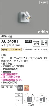 コイズミ照明 AU54581 スポットライト 非調光 LED一体型 電球色 広角 防雨型 サテンシルバー