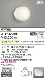 コイズミ照明 AU54590 ブラケット 非調光 LED 温白色 直付・壁付取付 防雨・防湿型 白色