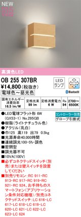 オーデリック OB255307BR(ランプ別梱) ブラケットライト 調光調色 Bluetooth リモコン別売 LEDランプ 高演色LED ライトナチュラル色