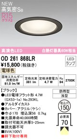 オーデリック OD261868LR(ランプ別梱) エクステリア ダウンライト 埋込穴φ150 LEDランプ 電球色 高気密SB 高演色LED 軒下取付専用 防雨型 ブラック