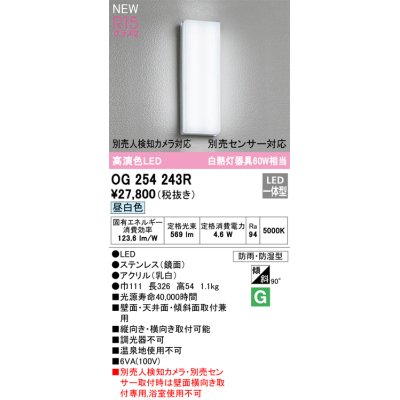 画像1: オーデリック OG254243R エクステリア ポーチライト LED一体型 昼白色 高演色LED 防雨・防湿型