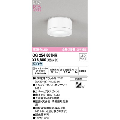 画像1: オーデリック OG254601NR(ランプ別梱) エクステリア ポーチライト LEDランプ 昼白色 高演色LED 防雨型 オフホワイト