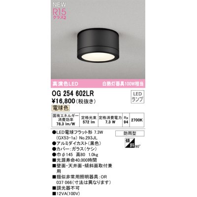 画像1: オーデリック OG254602LR(ランプ別梱) エクステリア ポーチライト LEDランプ 電球色 高演色LED 防雨型 黒色