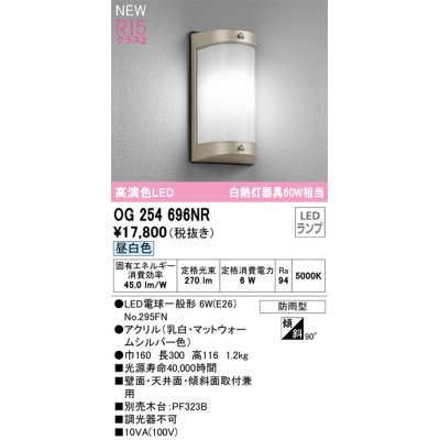 画像1: オーデリック OG254696NR(ランプ別梱) エクステリア ポーチライト LEDランプ 昼白色 高演色LED 防雨型 マットウォームシルバー