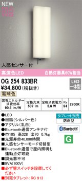 オーデリック OG254833BR エクステリア ポーチライト Bluetooth タブレット別売 LED一体型 電球色 高演色LED 人感センサー付 防雨型 シルバー