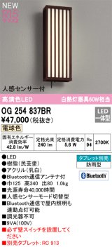 オーデリック OG254837BR エクステリア ポーチライト Bluetooth タブレット別売 LED一体型 電球色 高演色LED 人感センサー付 防雨型 民芸塗