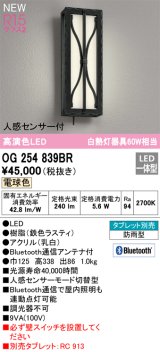 オーデリック OG254839BR エクステリア ポーチライト Bluetooth タブレット別売 LED一体型 電球色 高演色LED 人感センサー付 防雨型 鉄色ラスティ