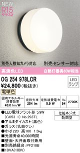 オーデリック OG254978LCR(ランプ別梱) エクステリア ポーチライト LEDランプ 電球色 高演色LED 防雨型 黒色