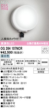 オーデリック OG264107NCR(ランプ別梱) エクステリア ポーチライト LEDランプ 昼白色 高演色LED 人検知カメラ付 防雨型 マットシルバー