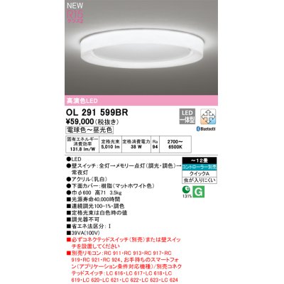 画像1: オーデリック OL291599BR シーリングライト 12畳 調光調色 Bluetooth リモコン別売 LED一体型 高演色LED マットホワイト