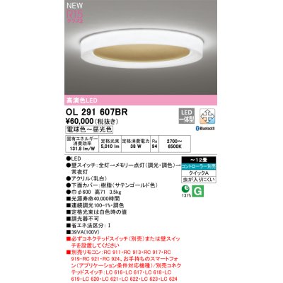 画像1: オーデリック OL291607BR シーリングライト 12畳 調光調色 Bluetooth リモコン別売 LED一体型 高演色LED サテンゴールド