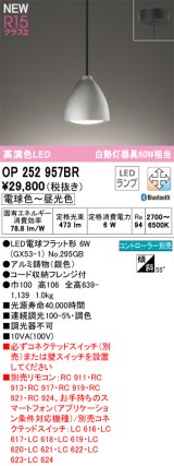 オーデリック OP252957BR(ランプ別梱) ペンダントライト 調光調色 Bluetooth リモコン別売 LEDランプ 高演色LED フレンジタイプ 銀色