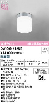 オーデリック OW009412NR(ランプ別梱) エクステリア ポーチライト LEDランプ 昼白色 高演色LED 防雨・防湿型 マットシルバー