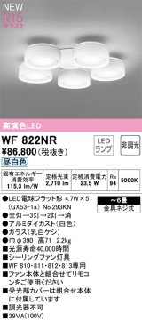 オーデリック WF822NR(ランプ別梱) シーリングファン 6畳 灯具のみ 本体別売 非調光LEDランプ 昼白色 白色