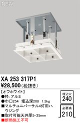 オーデリック XA253317P1 ダウンライト 部材 埋込穴□240 ハウジング 4灯 オフホワイト