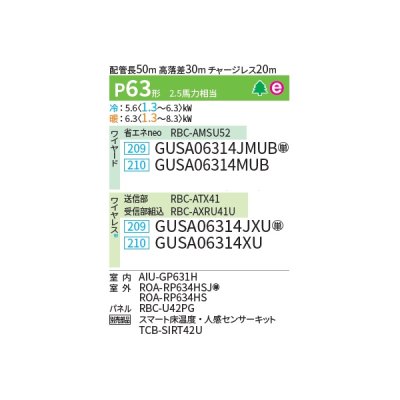 画像2: 日本キヤリア/旧東芝 GUSA06314JXU 業務用エアコン 天井カセット形 4方向吹出し スーパーパワーエコゴールド シングル P63 2.5馬力 単相200V ワイヤレス ♪∀