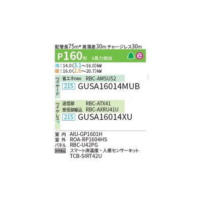 画像2: 日本キヤリア/旧東芝 GUSA16014XU 業務用エアコン 天井カセット形 4方向吹出し スーパーパワーエコゴールド シングル P160 6馬力 三相200V ワイヤレス ♪∀