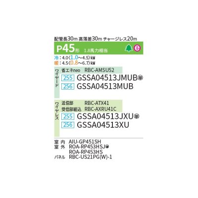 画像2: 日本キヤリア/旧東芝 GSSA04513JXU 業務用エアコン 天井カセット形 1方向吹出し スーパーパワーエコゴールド シングル P45 1.8馬力 単相200V ワイヤレス 受注生産品 ♪§