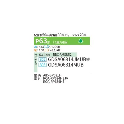 画像2: 日本キヤリア/旧東芝 GDSA06314JMUB 業務用エアコン 天井埋込形 ダクト スーパーパワーエコゴールド シングル P63 2.5馬力 単相200V ワイヤード 受注生産品 ♪§