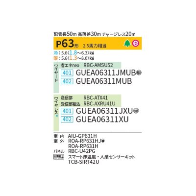 画像2: 日本キヤリア/旧東芝 GUEA06311JXU 業務用エアコン 天井カセット形 4方向吹出し スマートエコneo シングル P63 2.5馬力 単相200V ワイヤレス ♪∀