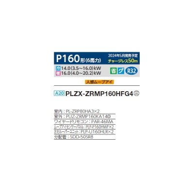 画像2: 三菱 PLZX-ZRMP160HFG4 業務用エアコン 4方向天井カセット i-スクエアタイプ スリムZR 同時ツイン P160形 6馬力 三相 200V ワイヤード ♪∀