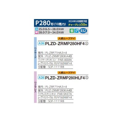 画像2: 三菱 PLZD-ZRMP280HF4 業務用エアコン 4方向天井カセット i-スクエアタイプ スリムZR 同時フォー P280 10馬力 三相 200V ワイヤード ♪∀