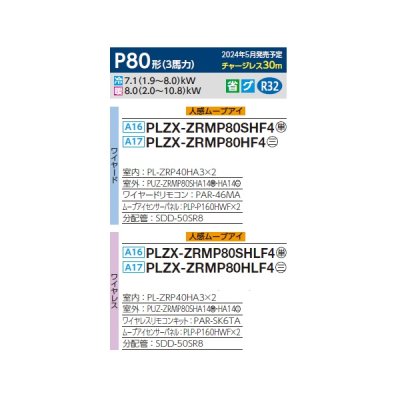 画像2: 三菱 PLZX-ZRMP80HF4 業務用エアコン 4方向天井カセット i-スクエアタイプ スリムZR 同時ツイン P80形 3馬力 三相 200V ワイヤード ♪∀