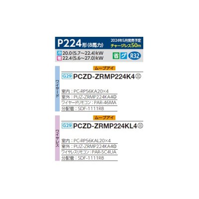 画像2: 三菱 PCZD-ZRMP224K4 業務用エアコン 天吊 スリムZR 同時フォー P224形 8馬力 三相 200V ワイヤード ♪∀