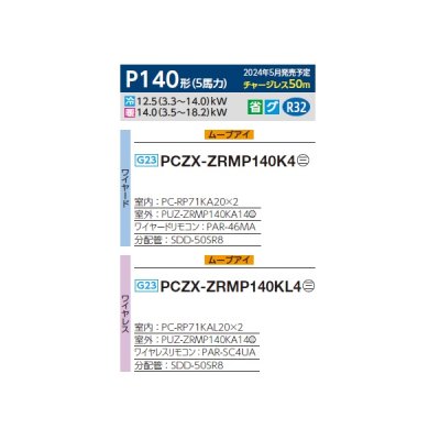 画像2: 三菱 PCZX-ZRMP140KL4 業務用エアコン 天吊 スリムZR 同時ツイン P140形 5馬力 三相 200V ワイヤレス ♪∀