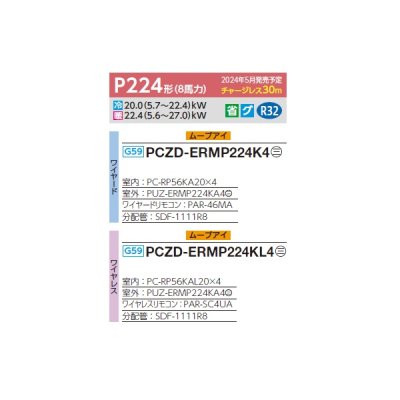 画像2: 三菱 PCZD-ERMP224K4 業務用エアコン 天吊 スリムER 同時フォー P224形 8馬力 三相 200V ワイヤード ♪∀