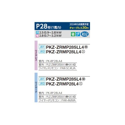 画像2: 三菱 PKZ-ZRMP28LL4 業務用エアコン 壁掛 スリムZR 標準シングル P28形 1馬力 三相 200V ワイヤレス ♪∀