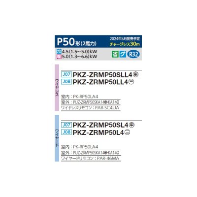 画像2: 三菱 PKZ-ZRMP50L4 業務用エアコン 壁掛 スリムZR 標準シングル P50形 2馬力 三相 200V ワイヤード ♪∀