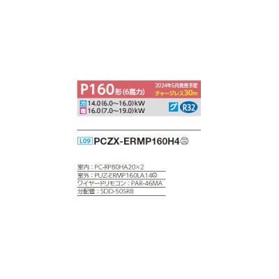 画像2: 三菱 PCZX-ERMP160H4 業務用エアコン 厨房用天吊 スリムER 同時ツイン P160形 6馬力 三相 200V ワイヤード ♪∀