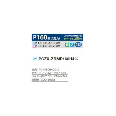 画像2: 三菱 PCZX-ZRMP160H4 業務用エアコン 厨房用天吊 スリムZR 同時ツイン P160形 6馬力 三相 200V ワイヤード ♪∀