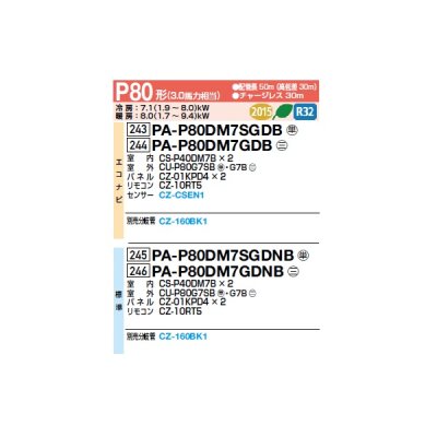 画像2: パナソニック [PA-P80DM7SGDB+分岐管] 業務用エアコン 1方向天井カセット形 XEPHY Premium エコナビ 同時ツイン P80形 3馬力 単相200Ｖ ♪♭