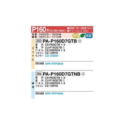 画像2: パナソニック [PA-P160D7GTNB+分岐管] 業務用エアコン 高天井用1方向カセット形 XEPHY Premium 標準 同時トリプル P160形 6馬力 三相200V ♪