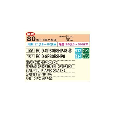 画像2: 日立 RCID-GP80RSHPJ8 業務用エアコン てんかせ2方向 同時ツイン 省エネの達人 80型 3.0馬力 単相 200V ♪