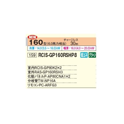 画像2: 日立 RCIS-GP160RSHP8 業務用エアコン てんかせ1方向 同時ツイン 省エネの達人 160型 6.0馬力 三相 200V ♪