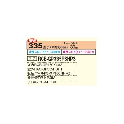 画像2: 日立 RCB-GP335RSHP3 業務用エアコン ビルトイン 同時ツイン 省エネの達人 335型 12.0馬力 三相 200V ♪