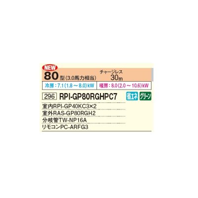 画像2: 日立 RPI-GP80RGHPC7 業務用エアコン てんうめ 同時ツイン 省エネの達人プレミアム 80型 3.0馬力 三相 200V ♪