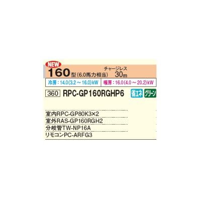 画像2: 日立 RPC-GP160RGHP6 業務用エアコン てんつり 同時ツイン 省エネの達人プレミアム 160型 6.0馬力 三相 200V ♪