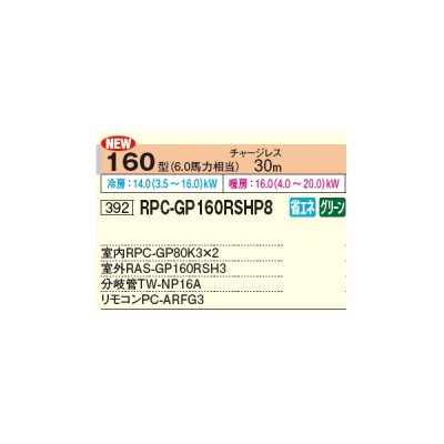 画像2: 日立 RPC-GP160RSHP8 業務用エアコン てんつり 同時ツイン 省エネの達人 160型 6.0馬力 三相 200V ♪