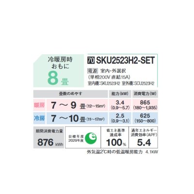 画像2: 三菱重工 [SKU2523H2-SET+前面グリル+据付枠] ハウジングエアコン SKUシリーズ 壁ビルトイン形 8畳程度 単相200V (SKU25X2-SETの後継品) ♪