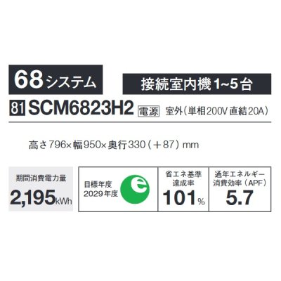 画像2: 三菱重工 [SCM6823H2] システムマルチ 室外機のみ 68システム 接続室内機1~5台 ♪