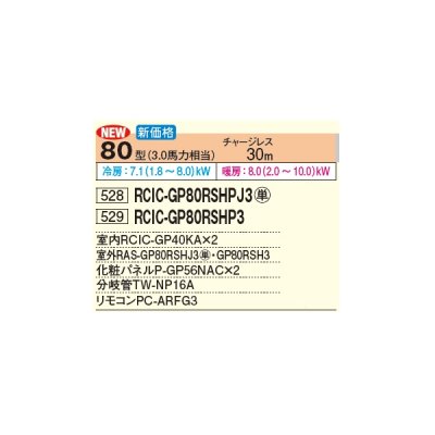 画像3: 日立 RCIC-GP80RSHP3 業務用エアコン てんかせJr. 同時ツイン 省エネの達人 80型 3.0馬力 三相 200V(RCIC-GP80RSHP2の後継品)♪