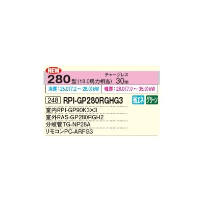 画像2: 日立 RPI-GP280RGHG4 業務用エアコン てんうめ 同時トリプル 高静圧型 省エネの達人プレミアム 280型 10.0馬力 三相 200V(RPI-GP280RGHG3の後継品)♪