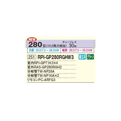 画像2: 日立 RPI-GP280RGHW4 業務用エアコン てんうめ 同時フォー 高静圧型 省エネの達人プレミアム 280型 10.0馬力 三相 200V(RPI-GP280RGHW3の後継品)♪