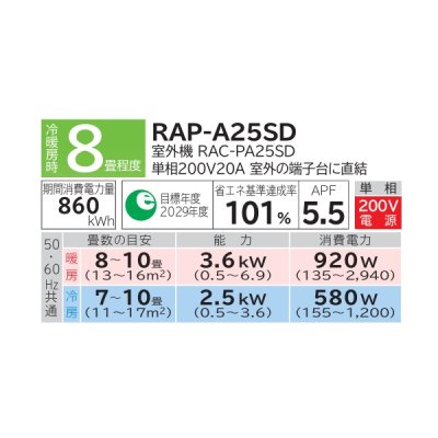 画像3: 日立 [RAP-A25SD + 化粧パネル] ハウジングエアコン 一方向天井カセットタイプ PAシリーズ 白くまくん 8畳程度 単相200V (RAP-25M2の後継品) ♪