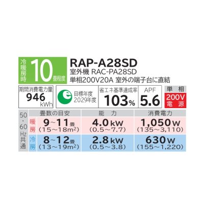 画像3: 日立 [RAP-A28SD + 化粧パネル] ハウジングエアコン 一方向天井カセットタイプ PAシリーズ 白くまくん 10畳程度 単相200V (RAP-28M2の後継品) ♪