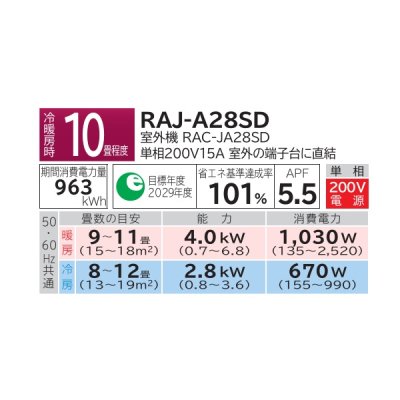 画像3: 日立 [RAJ-A28SD + 前面グリル + 据付木枠] ハウジングエアコン 壁埋込みタイプ JAシリーズ 白くまくん 10畳程度 単相200V (RAJ-28D2の後継品) ♪